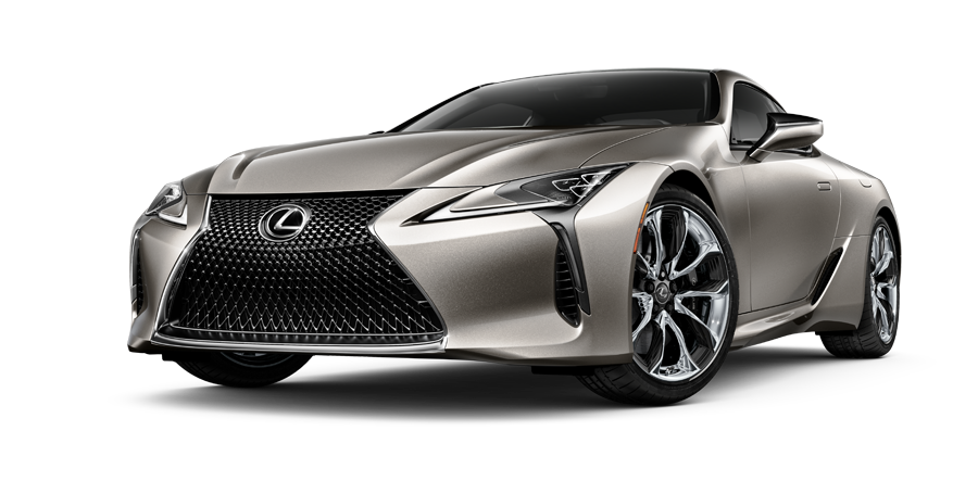 Exterior of the Lexus LC Hybrid shown in Atomic Silver on a coastal highway background | Lexus of Tucson Auto Mall in Tucson AZ