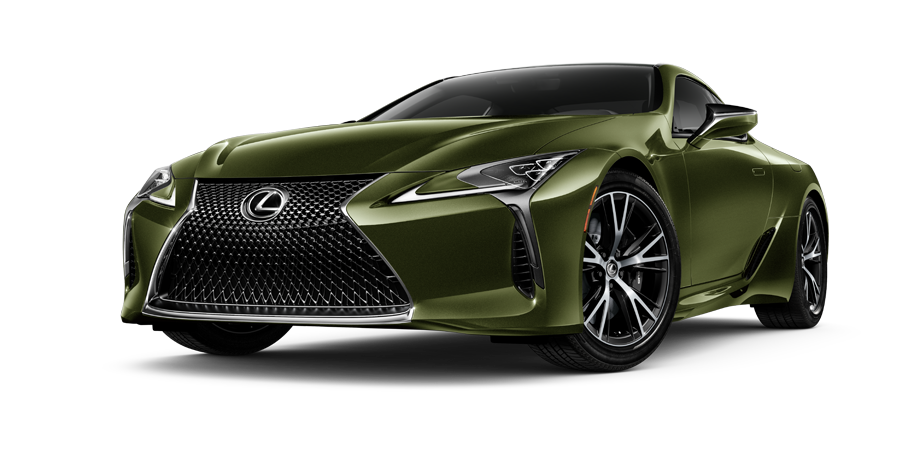 Exterior of the Lexus LC shown in Nori Green Pearl on a coastal highway background | Lexus of Tucson Auto Mall in Tucson AZ