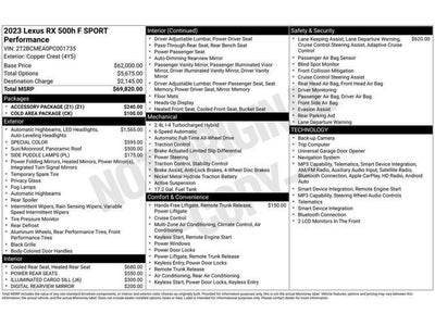 2023 Lexus RX 500h F SPORT Performance