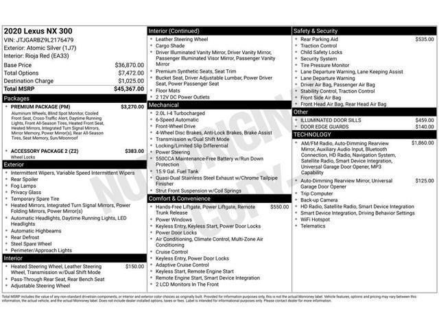 2020 Lexus NX 300 Base